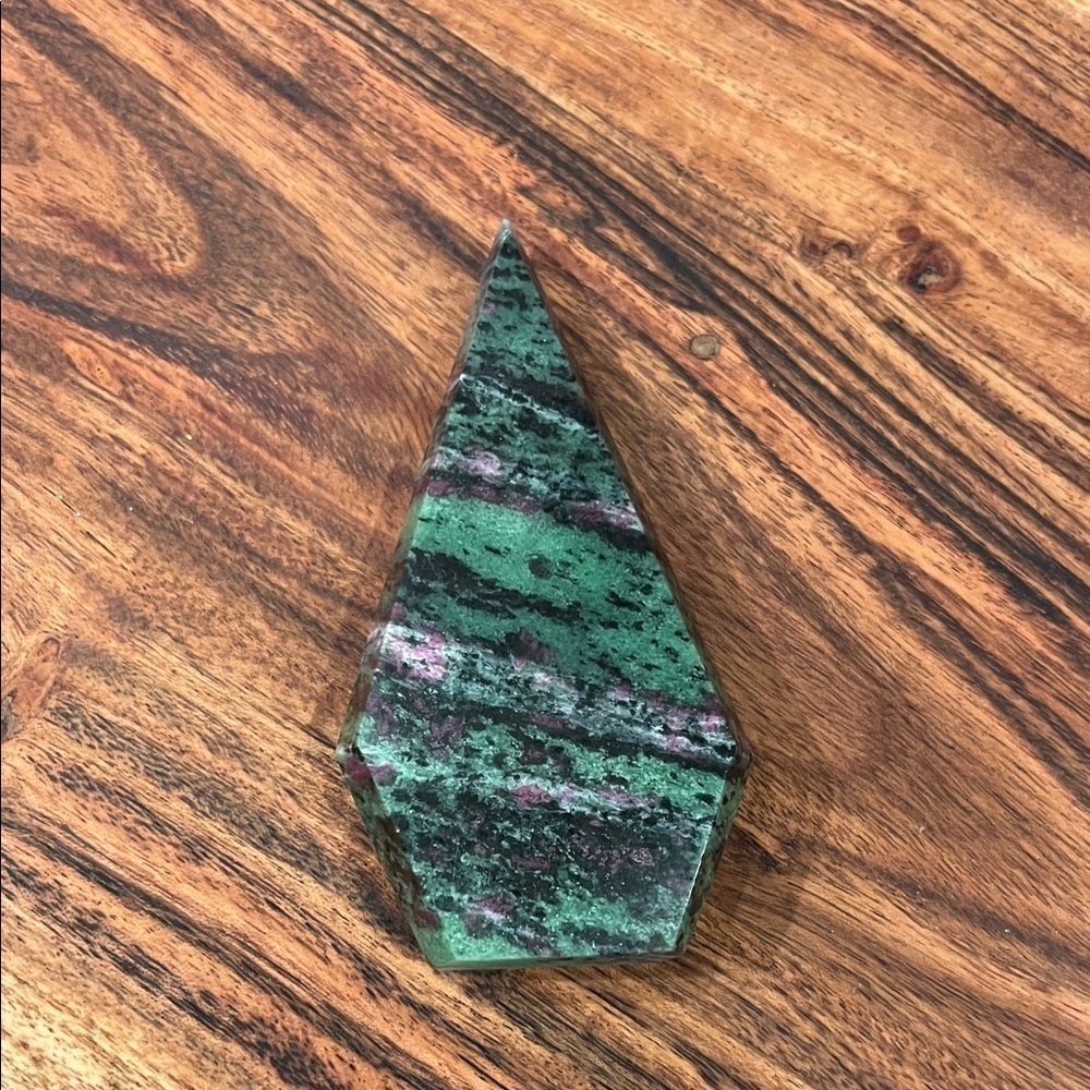 Ruby in Zoisite Crystal Natural Stone Polished 4.1in Free Form Boho Meditation
